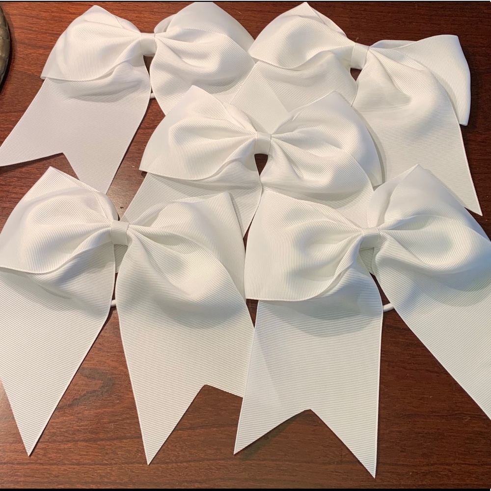 7.5" Girls Large Cheer Hair Bows Ponytail Holder